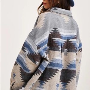 Blue and Grey Aztec Print Jacket / Shacket